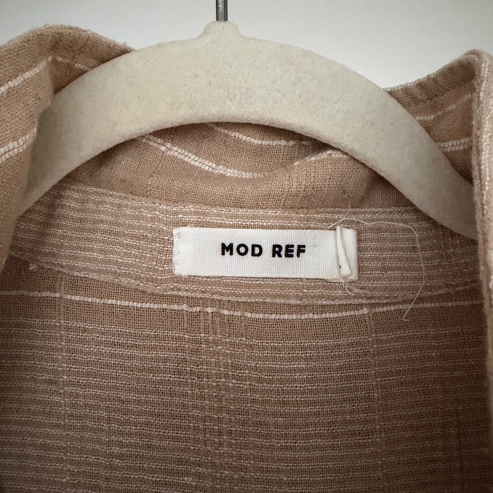 Mod Ref Beige Striped Utility Button Down - Picture 2 of 3